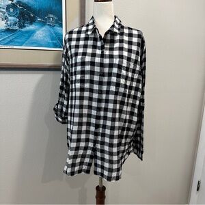 Michael Kors checkered, long sleeve cotton, button-down shirt, size XL